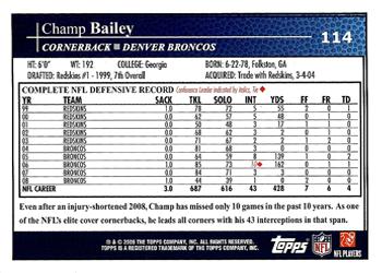 2009 Topps #114 Champ Bailey Back