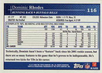 2009 Topps #116 Dominic Rhodes Back