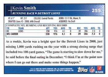 2009 Topps #255 Kevin Smith Back