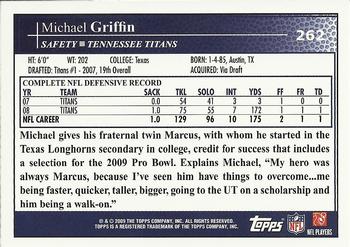 2009 Topps #262 Michael Griffin Back