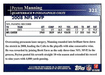 2009 Topps #321 Peyton Manning Back