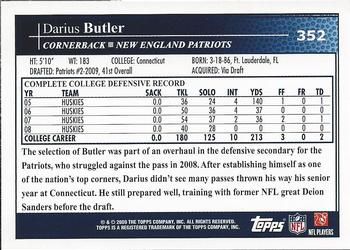 2009 Topps #352 Darius Butler Back