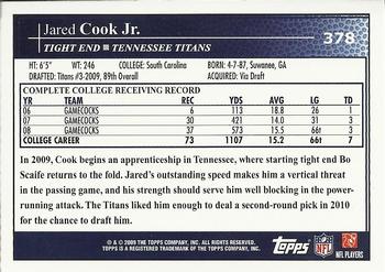 2009 Topps #378 Jared Cook Back
