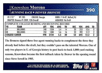 2009 Topps #390 Knowshon Moreno Back