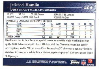 2009 Topps #404 Michael Hamlin Back