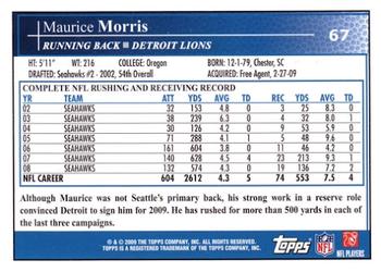 2009 Topps #67 Maurice Morris Back