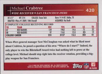2009 Topps #420 Michael Crabtree Back