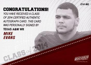 2014 Press Pass Showbound - Class of 2014 Gold #C14-ME Mike Evans Back