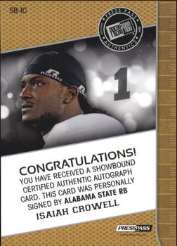 2014 Press Pass Showbound - Purple #SBIC Isaiah Crowell Back