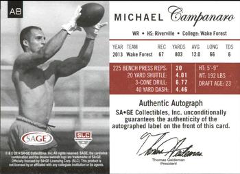 2014 SAGE Autographed - Gold #8 Michael Campanaro Back