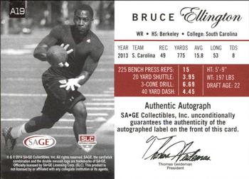 2014 SAGE Autographed - Gold #19 Bruce Ellington Back