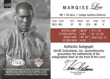 2014 SAGE Autographed - Gold #28 Marqise Lee Back
