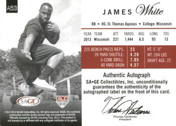 2014 SAGE Autographed - Gold #53 James White Back