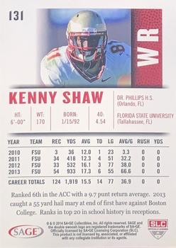 2014 SAGE HIT - Red #131 Kenny Shaw Back