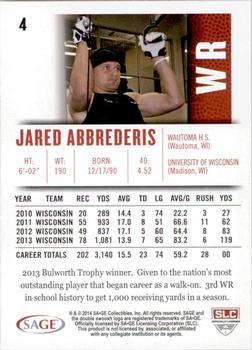2014 SAGE HIT - Red #4 Jared Abbrederis Back