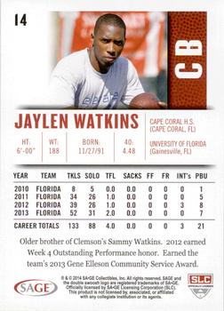2014 SAGE HIT - Red #14 Jaylen Watkins Back