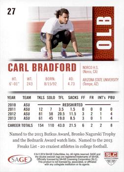 2014 SAGE HIT - Red #27 Carl Bradford Back