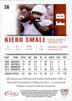 2014 SAGE HIT - Red #36 Kiero Small Back