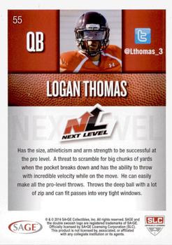 2014 SAGE HIT - Red #55 Logan Thomas Back