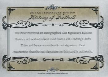 2014 Leaf Best of Football - History of Football Cut Signatures #NNO Charley Trippi Back