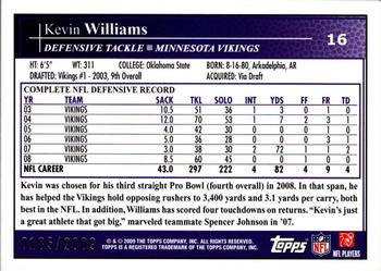 2009 Topps - Gold #16 Kevin Williams Back