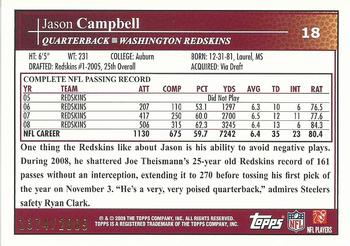 2009 Topps - Gold #18 Jason Campbell Back