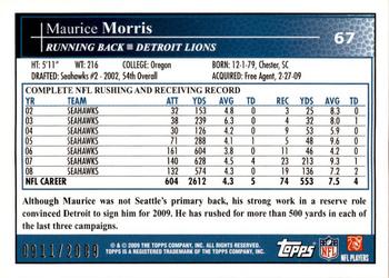 2009 Topps - Gold #67 Maurice Morris Back
