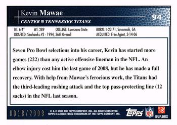2009 Topps - Gold #94 Kevin Mawae Back