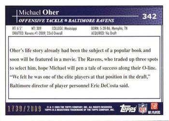 2009 Topps - Gold #342 Michael Oher Back