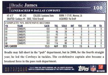 2009 Topps - Gold #108 Bradie James Back