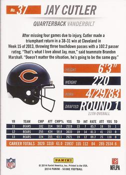 2014 Score #37 Jay Cutler Back