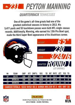 2014 Score #231 Peyton Manning Back
