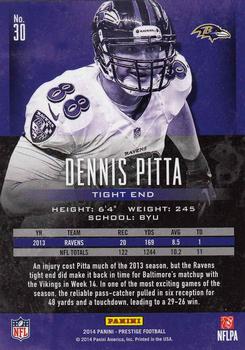 2014 Panini Prestige #30 Dennis Pitta Back
