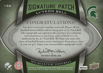2013 Upper Deck Quantum - Signature Patch - Rookies #136 Le'Veon Bell Back