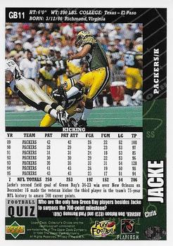 1996 Collector's Choice ShopKo Green Bay Packers #GB11 Chris Jacke Back