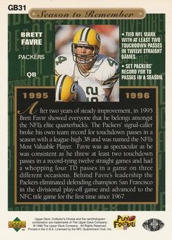 1996 Collector's Choice ShopKo Green Bay Packers #GB31 Brett Favre Back