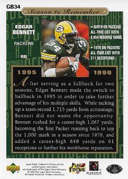 1996 Collector's Choice ShopKo Green Bay Packers #GB34 Edgar Bennett Back