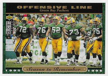 1996 Collector's Choice ShopKo Green Bay Packers #GB50 Offensive Line (Aaron Taylor/Frank Winters/Earl Dotson/Mark Chmura/Harry Galbreath/Ken Ruettgers) Front