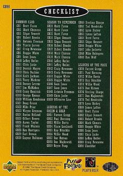 1996 Collector's Choice ShopKo Green Bay Packers #GB90 Checklist Back