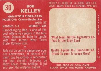 1958 Topps CFL #30 Bob Kelley Back
