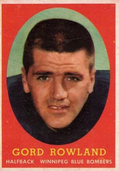 1958 Topps CFL #36 Gord Rowland Front