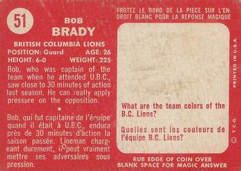 1958 Topps CFL #51 Bob Brady Back