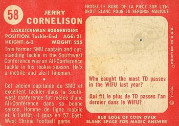 1958 Topps CFL #58 Jerry Cornelison Back