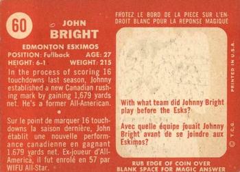 1958 Topps CFL #60 John Bright Back