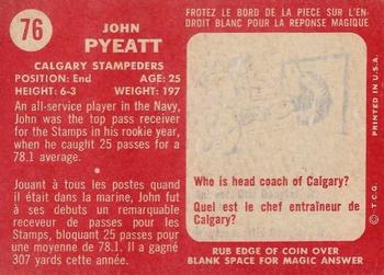 1958 Topps CFL #76 John Pyeatt Back