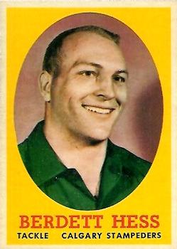 1958 Topps CFL #83 Burdette Hess Front