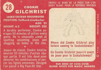 1958 Topps CFL #28 Cookie Gilchrist Back