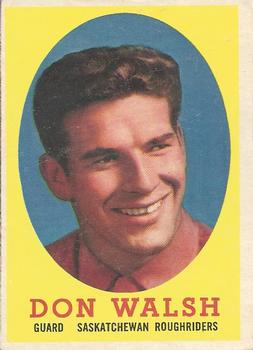 1958 Topps CFL #9 Don Walsh Front