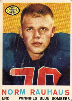 1959 Topps CFL #1 Norm Rauhaus Front