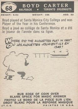 1959 Topps CFL #68 Boyd Carter Back